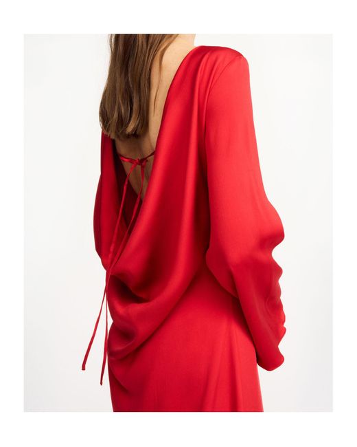 By Malene Birger Red Draped Back Dress