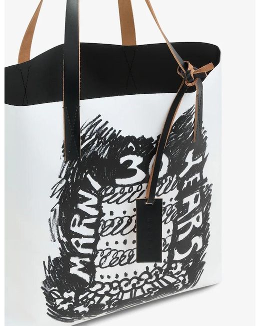 Marni White 30Th Anniversary Print Two-Toned Tribeca Tote Bag