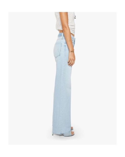 Mother Blue High-Waisted Wide-Leg Jeans