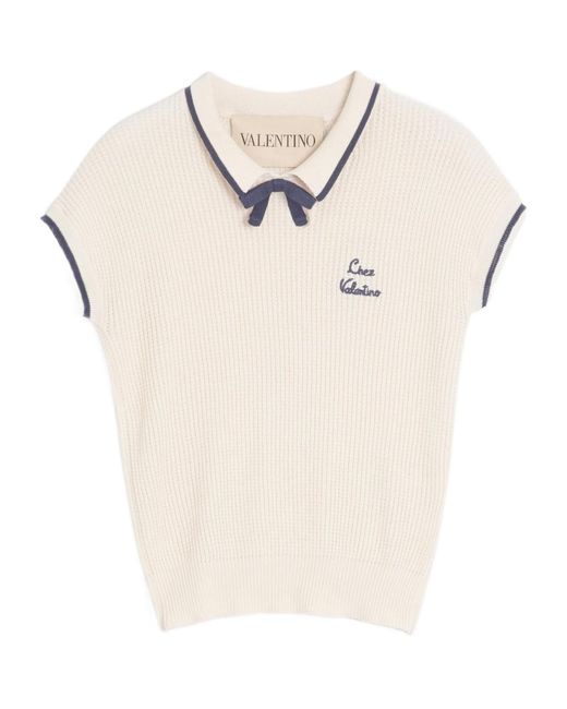 Valentino Natural Bow Detailed Short-Sleeved Jumper