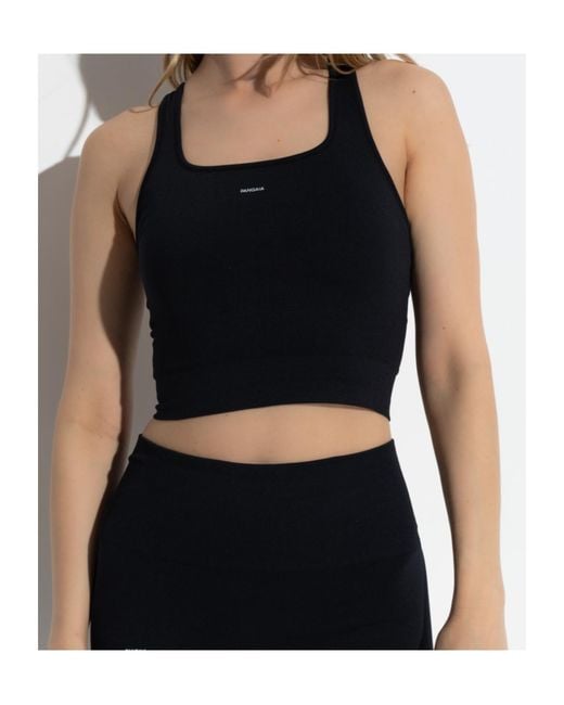 PANGAIA Black Racer-Back Compression Tank Top