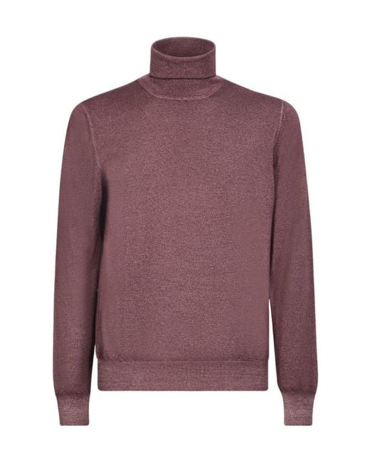 Lardini Purple High Neck Knitted Jumper for men
