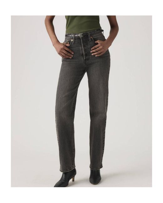 Levi's Gray Ribcage Straight Full Length Jeans