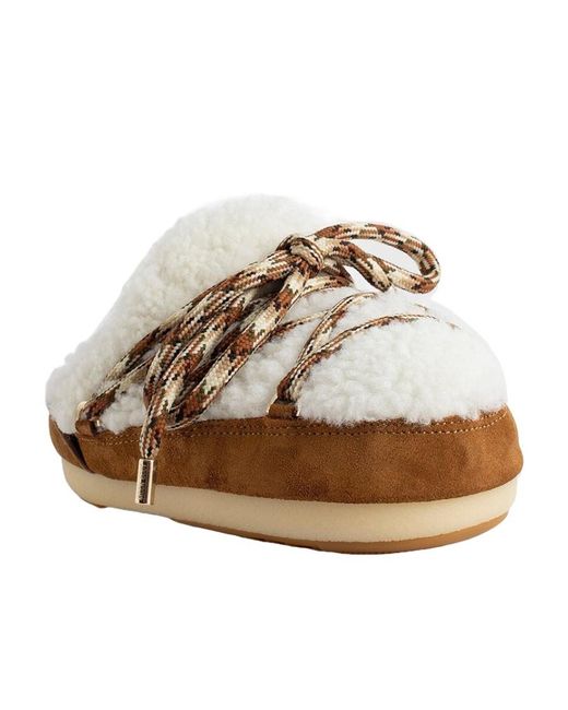 Moon Boot Brown Round Toe Slip-On Slippers