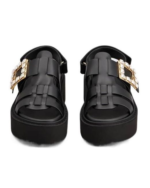 Roger Vivier Black Viv' Rangers Sandals