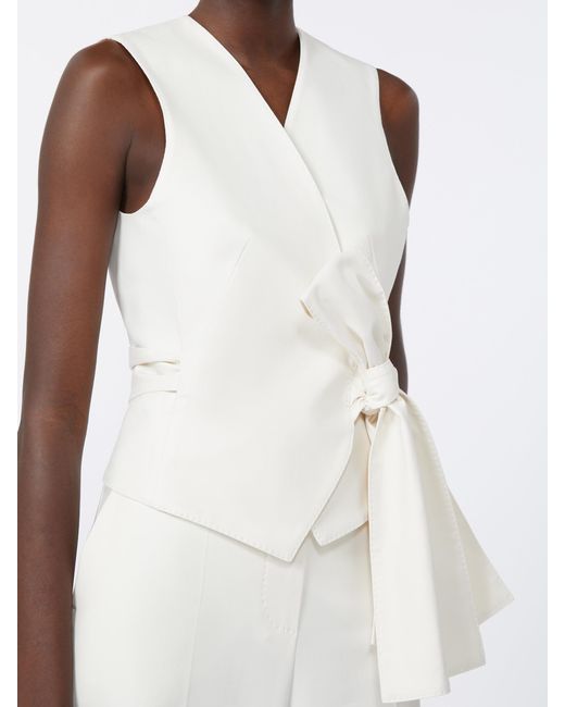 Max Mara White Zampa Bow Detailed Gilet