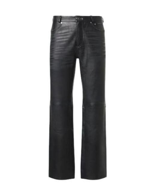 Our Legacy Gray High-Waisted Straight Leather Pants for men