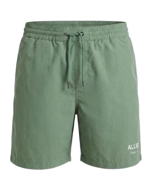 AllSaints Green Underground Swim-Shorts for men
