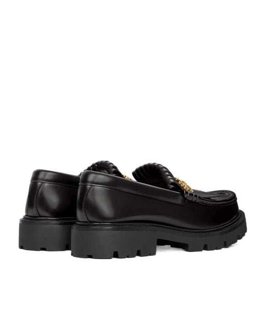 Céline Black Margaret Chunky Loafer With Fringes And Triomphe Chain