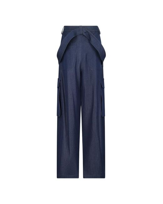 DARKPARK Blue Belt-Detail Cargo Straight Trousers