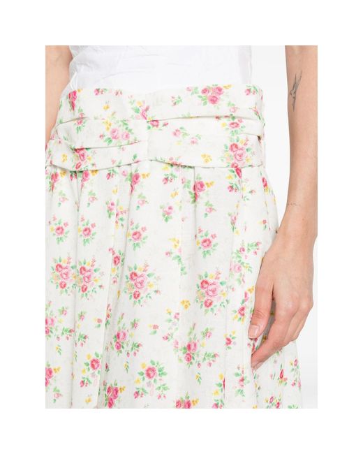 ShuShu/Tong White Floral Mini Skirt
