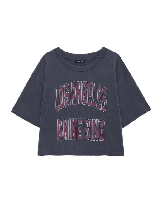 Anine Bing Blue Johnny Logo Crewneck T-Shirt