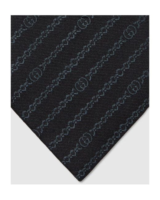 Gucci Multicolor Interlocking G Chain Silk Tie for men