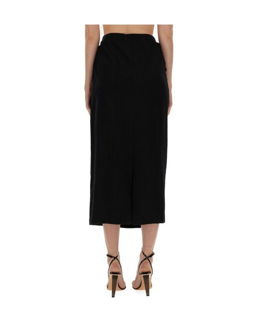 Alysi Black Twisted Midi Skirt