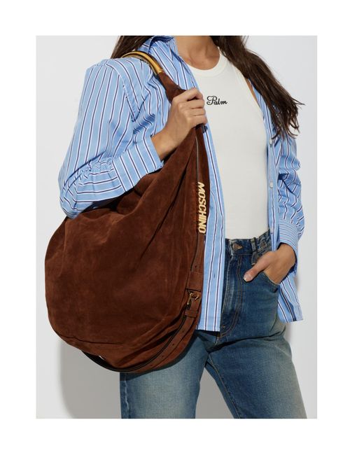 Moschino Brown Suede Shoulder Bag