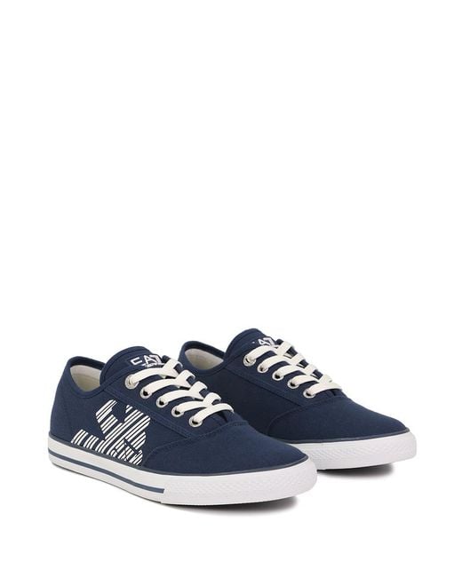 EA7 Blue Logo Strapped Casual Sneakers for men