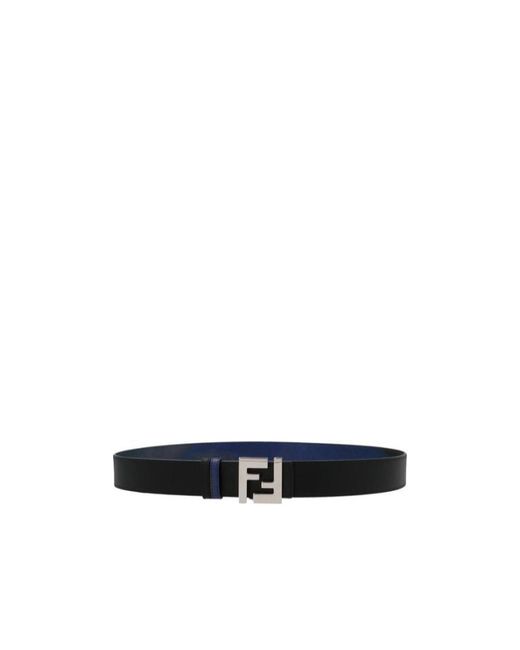 Fendi White Abstract-Print Leather Belt for men