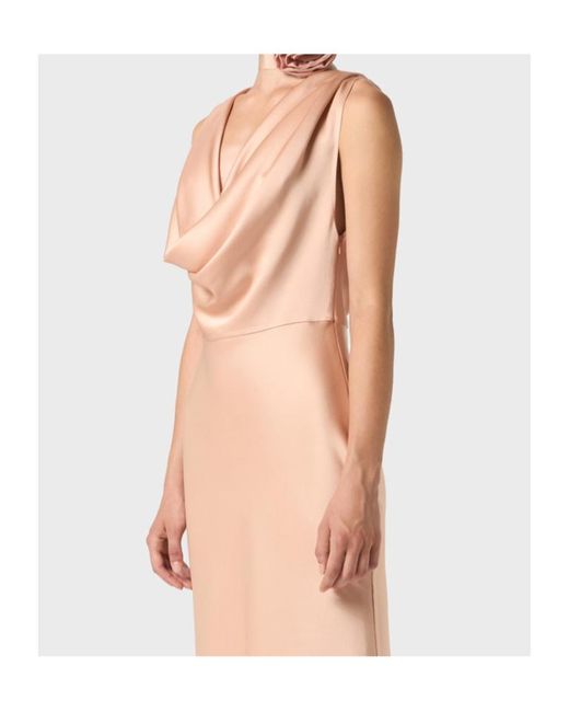 Blumarine Natural Draped Neck Midi Dress