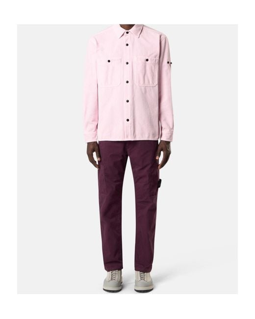 Stone Island Purple 3100003 Supima Cotton Cargo Patch-Pocket Trousers for men