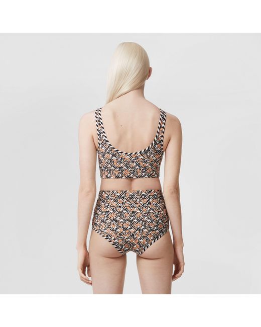 Burberry White Monogram-Print Bikini