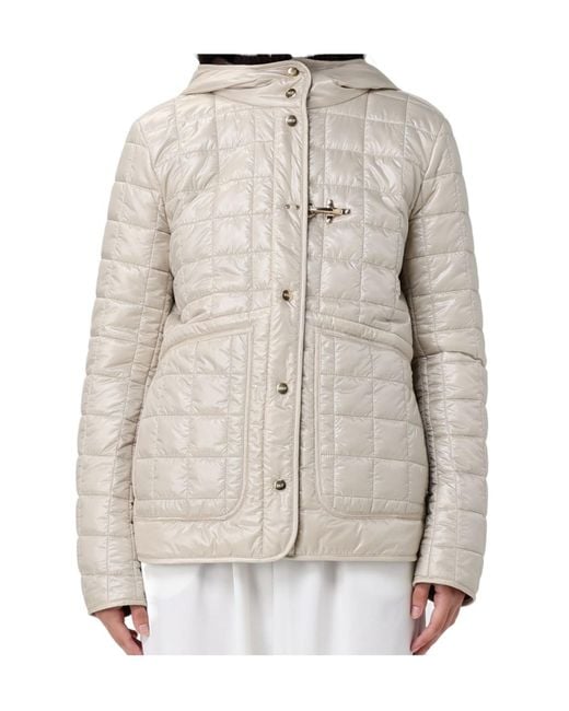 Fay Natural Quilted Hooded Coat