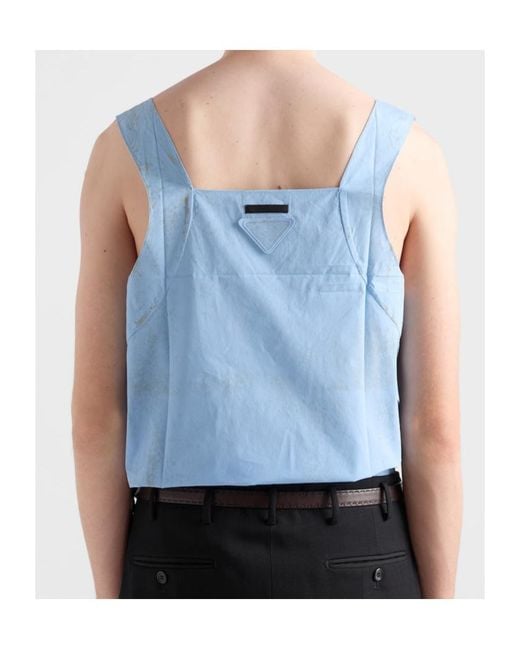 Prada Blue Cotton Top for men