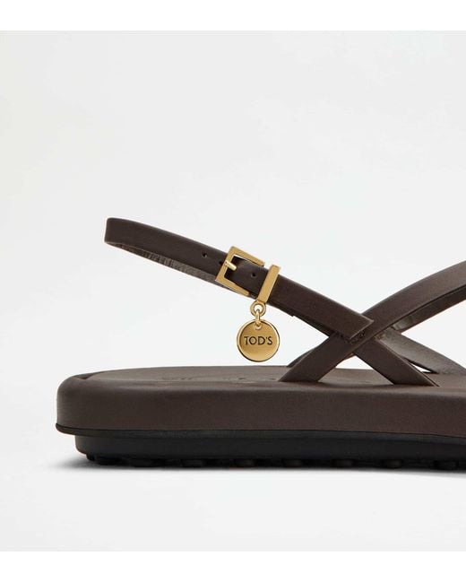 Tod's Brown Leather Sandals