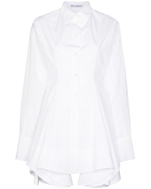 J.W. Anderson White Fitted-Waisted Flared Tunic Shirt