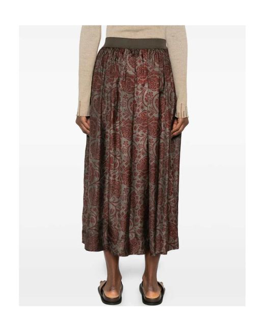 Uma Wang Brown Patterned Midi Skirt