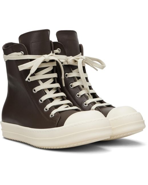 Rick Owens Brown Temple High-Top Casual Sneakers for men