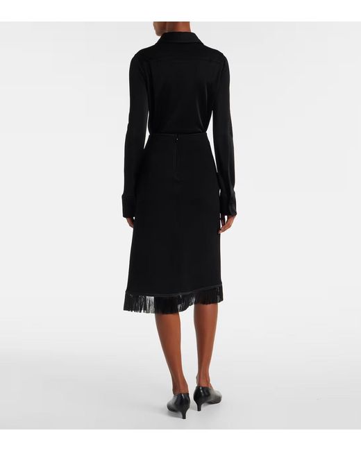 Jil Sander Black Fringed Midi Skirt