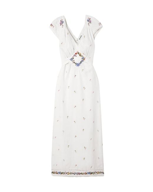 Rixo White Carey Lace Embroidered Dress