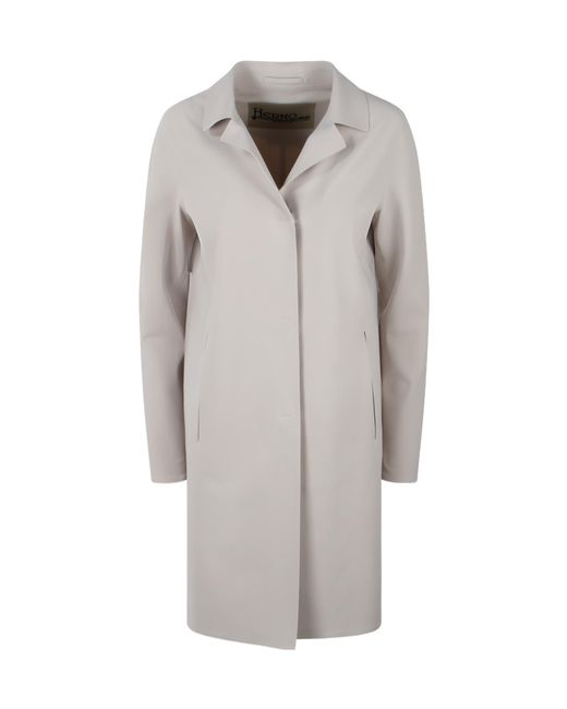 Herno Gray Single-Breasted Long-Sleeved Coat
