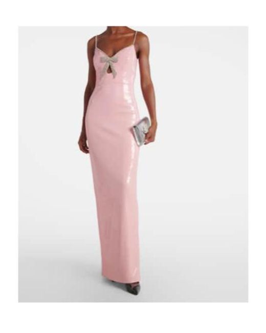 Rebecca Vallance Pink Lena Bow-Detail Sequined Gown