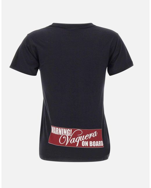 VAQUERA Black Print-Detail Cotton T-Shirt for men