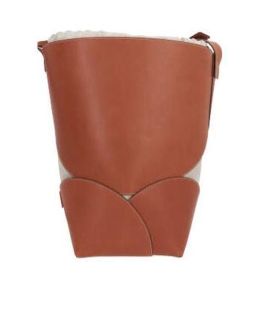 Jil Sander Brown Logo Embossed Drawstring Bucket Bag