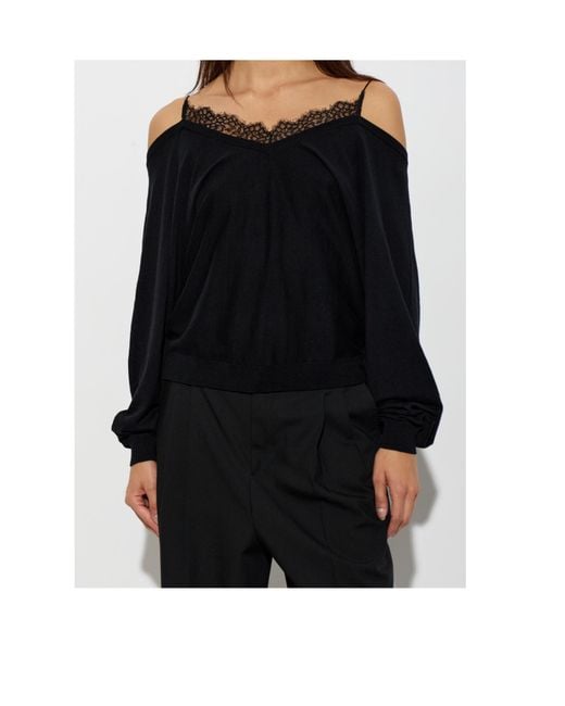 IRO Black Off-The-Shoulder Knit Top