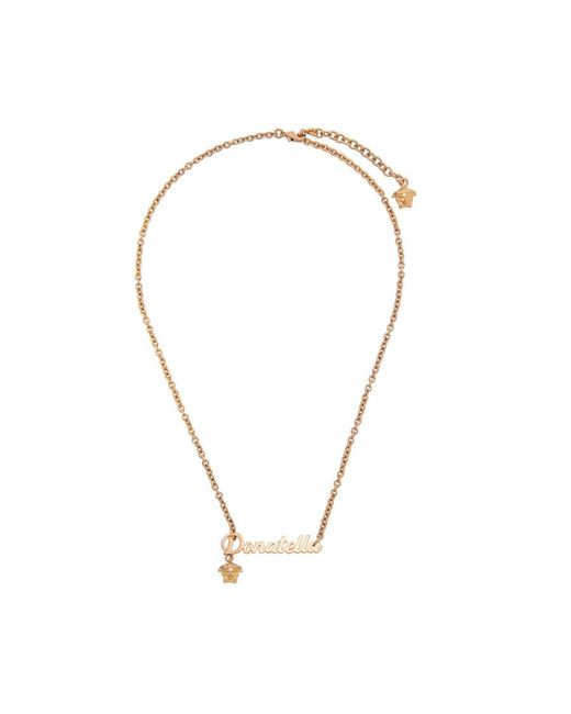 Versace Metallic Pattern Pendant Necklace