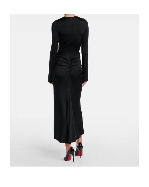 Victoria Beckham Black Gathered Midi Dress