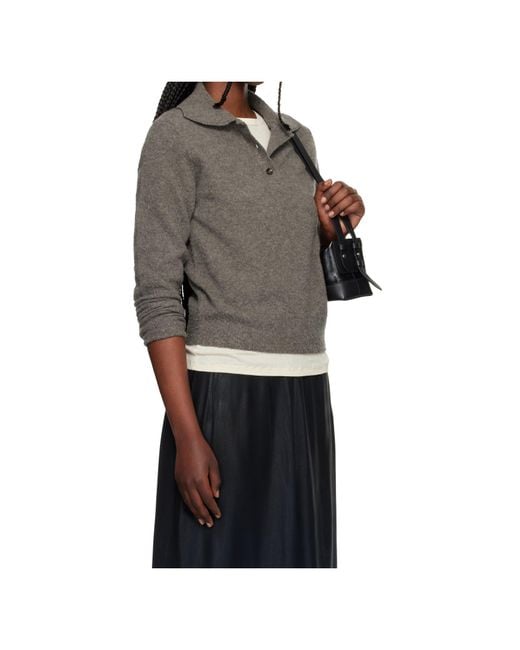 Maison Margiela Blue Taupe Brushed Wool Polo