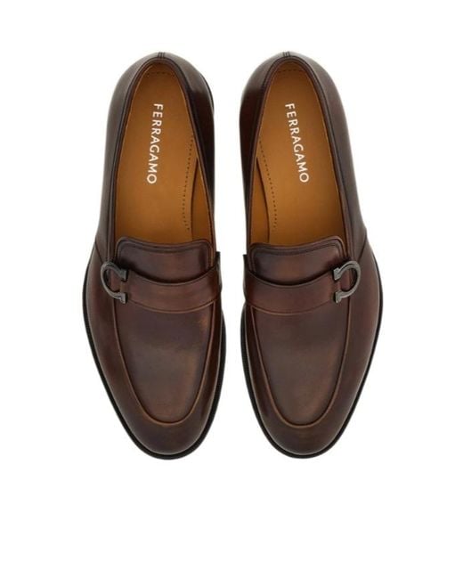 Ferragamo Brown Gancini Ornament Moccasin for men