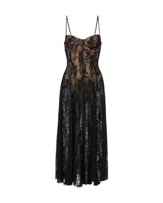 Norma Kamali Black Floral Lace Slip Dress