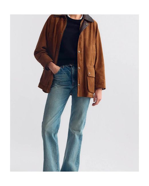 Nili Lotan Brown Snap-Button Long-Sleeve Coat
