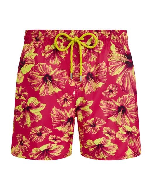 Vilebrequin Red Mahej Hibiscus Print Swim Shorts for men