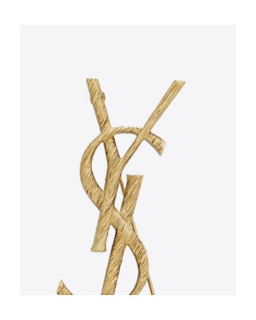 Saint Laurent Metallic Logo Letter Bar-Pin Fastened Brooch