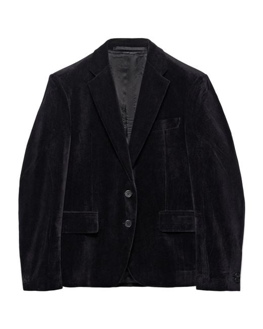 Prada Blue Single-Breasted Velvet Jacket
