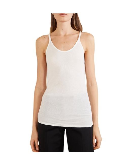 Calvin Klein White Cotton-Blend Jersey Tank Top