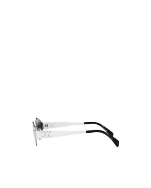 Céline White Eyewear Geometric Frame Sunglasses