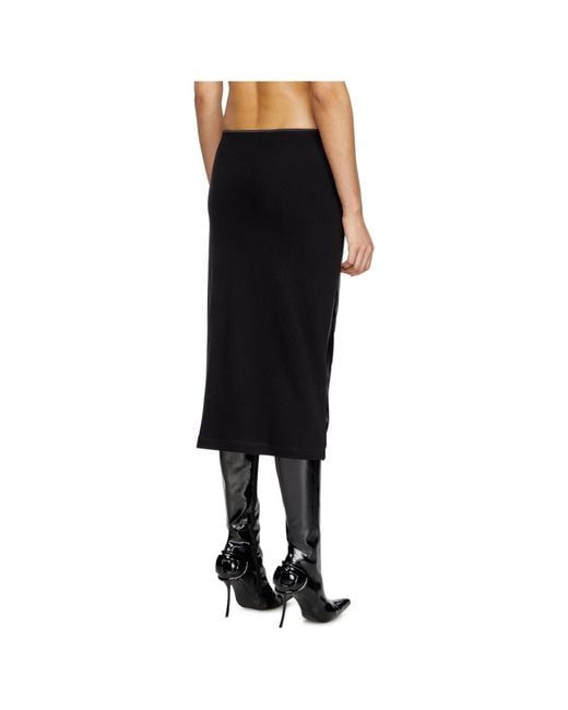 DIESEL Black O-Silv Draped Midi Skirt