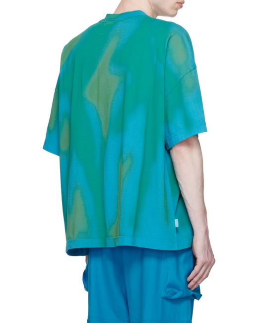 Bonsai Blue Logo-Print Abstract Pattern T-Shirt for men